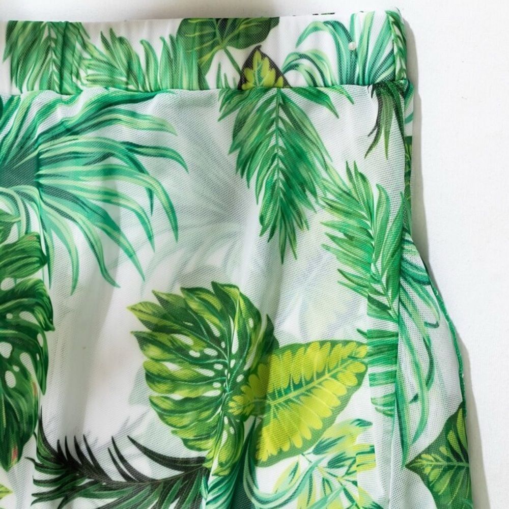 Tropical Ruffle Hem Cover Up, Size Large - Picture 4 of 13